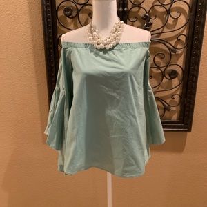 Love In Green Off Shoulder Shirt
